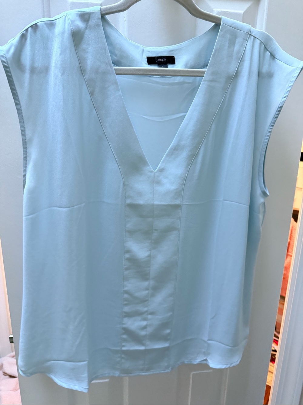 J. Crew Pale Blue V-Neck Sleeveless Blouse